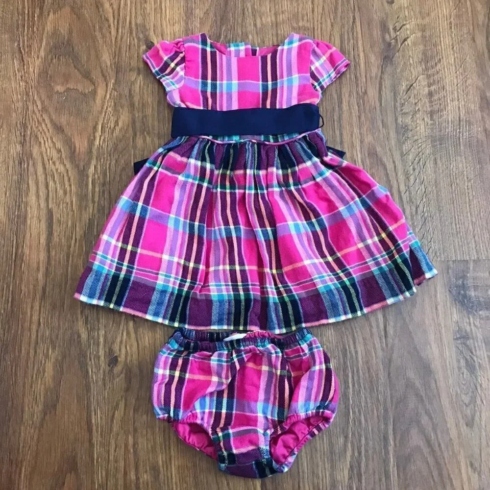 Ralph Lauren plaid holiday dress sz 9 mos